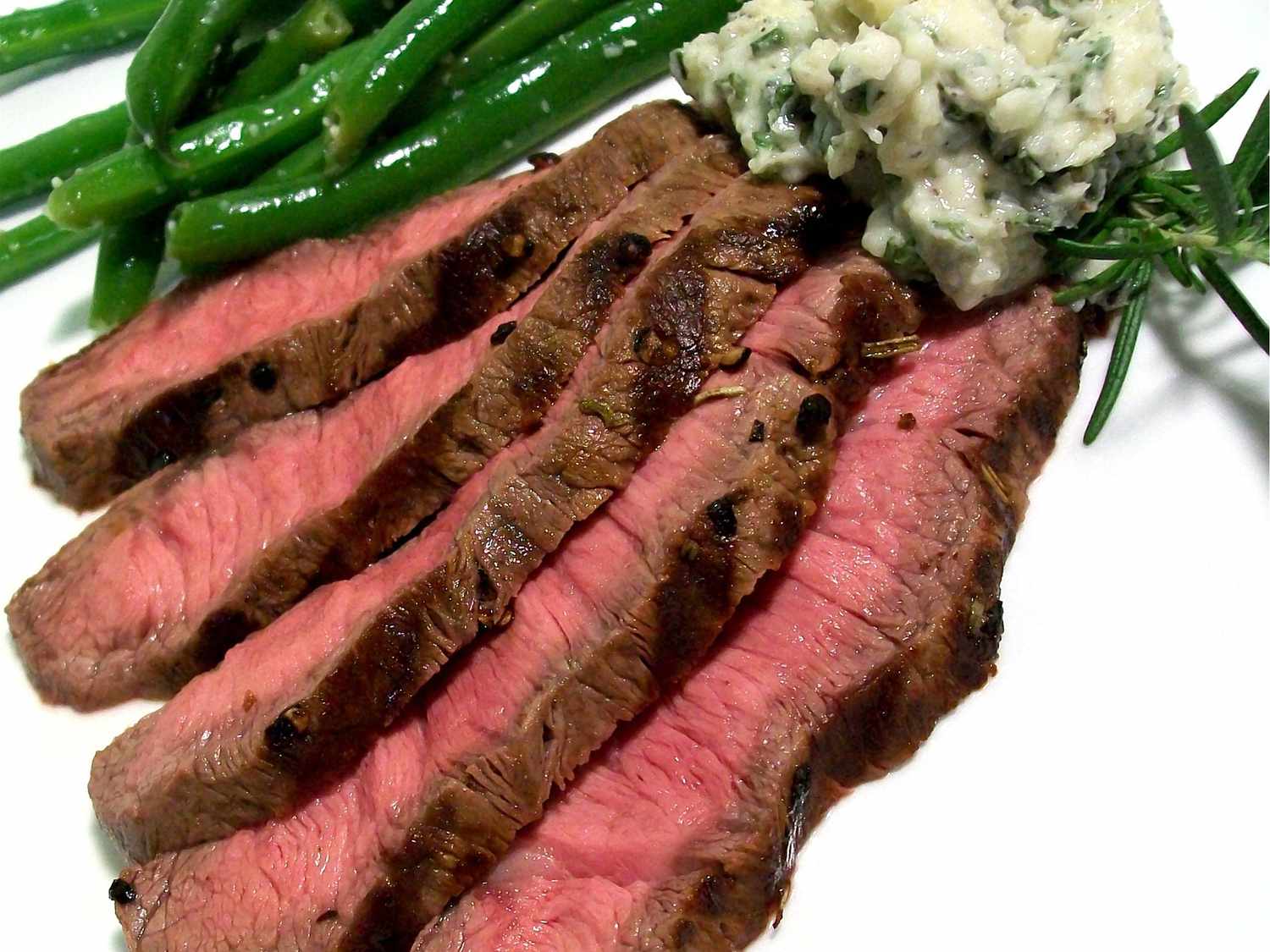 Grilled Flat Iron Steak with Blue Cheese-Chive Butter Recipe