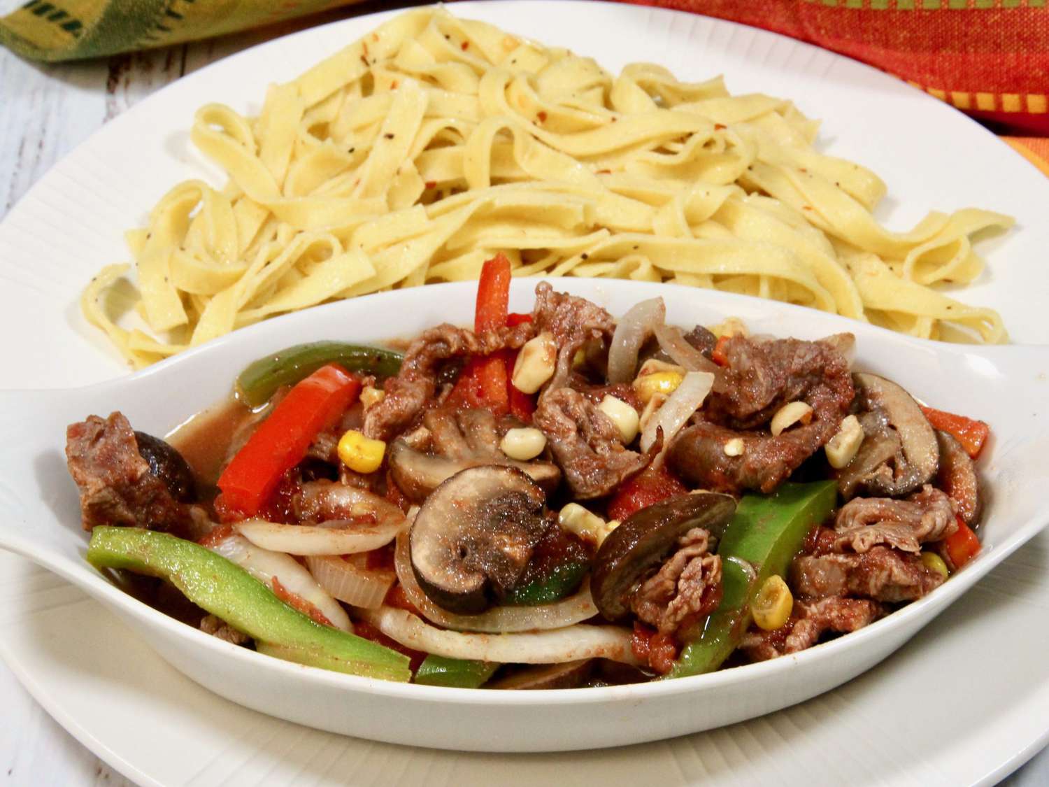 Sliced Steak, Peppers, and Mushrooms in the Oven Recipe