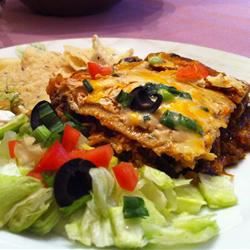 Layered Chicken and Black Bean Enchilada Casserole Recipe