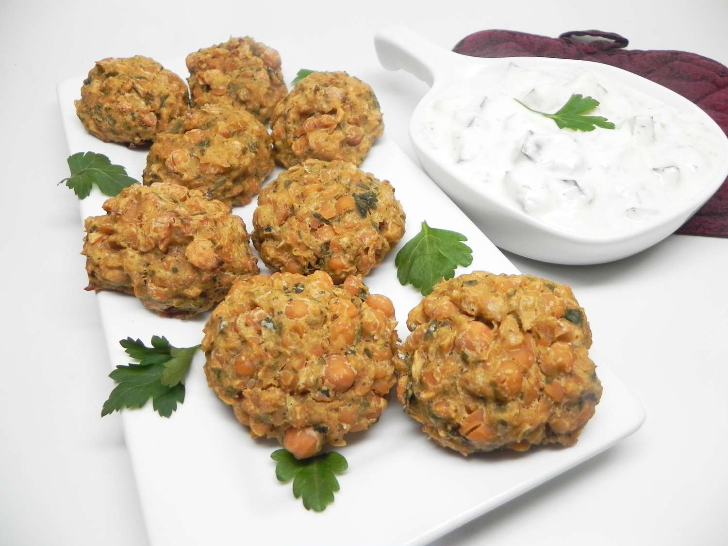 Spicy Baked Falafel with Tzatziki Recipe