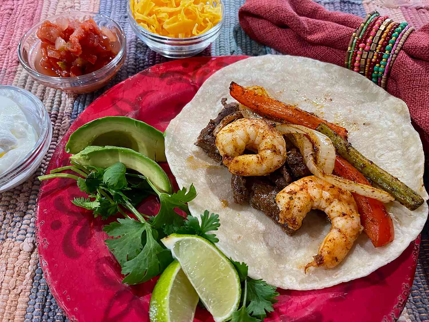 Sheet Pan Steak and Shrimp Fajitas Recipe