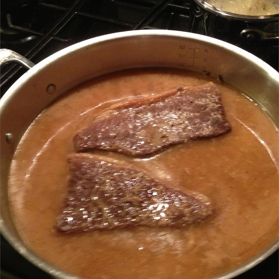 Braised Flank Steak with Lemon and Garlic Recipe