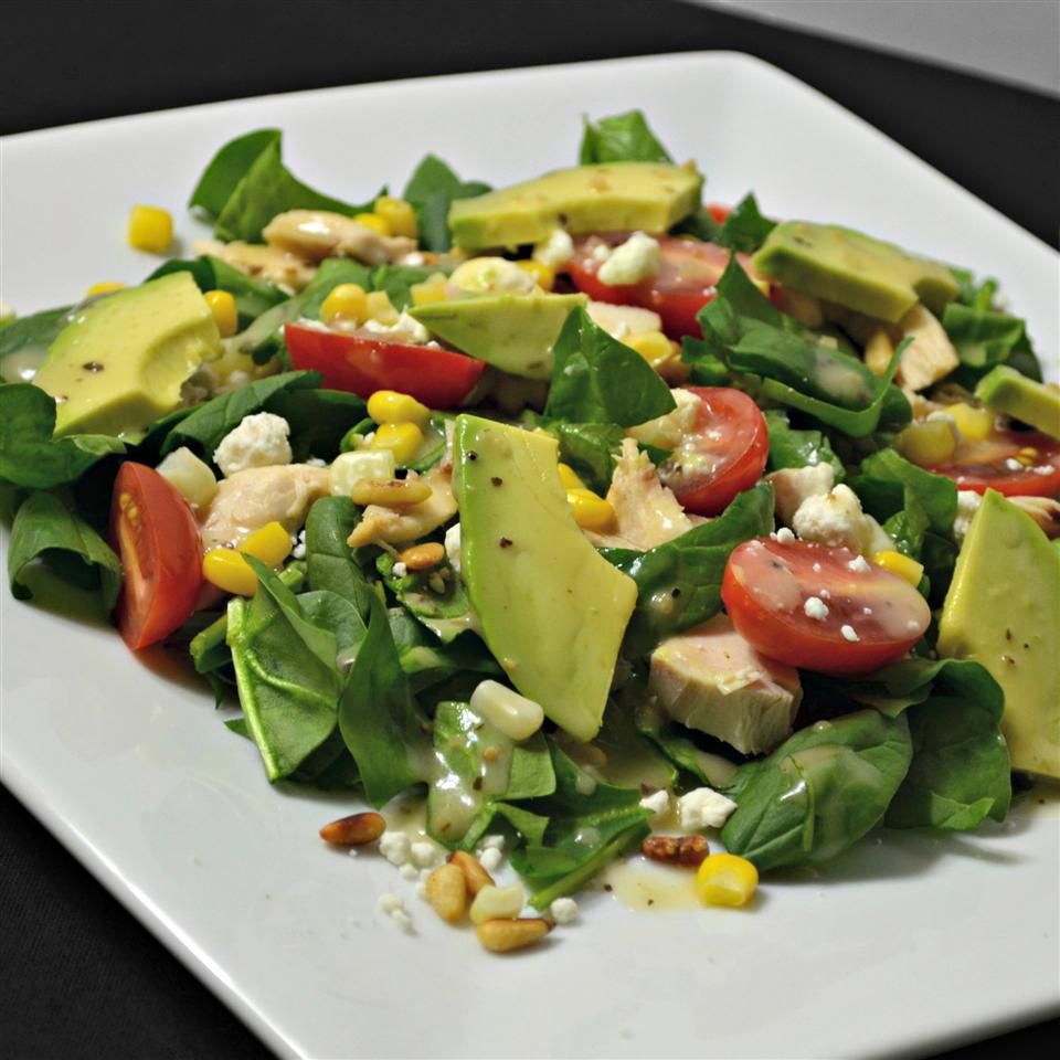 Spinach Salad with Chicken, Avocado, and Goat Cheese Recipe