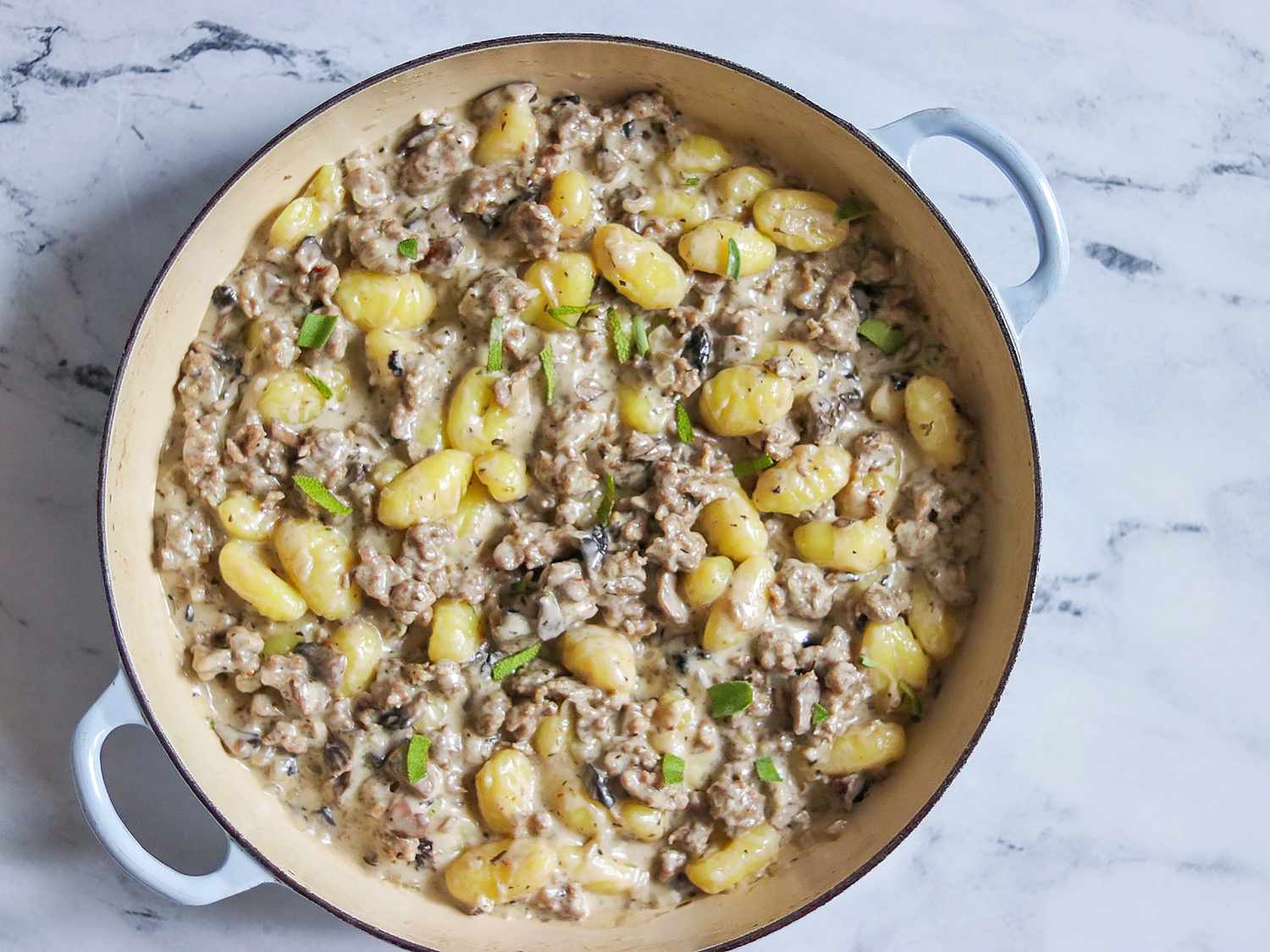 Creamy Sausage and Mushroom Gnocchi Skillet Recipe