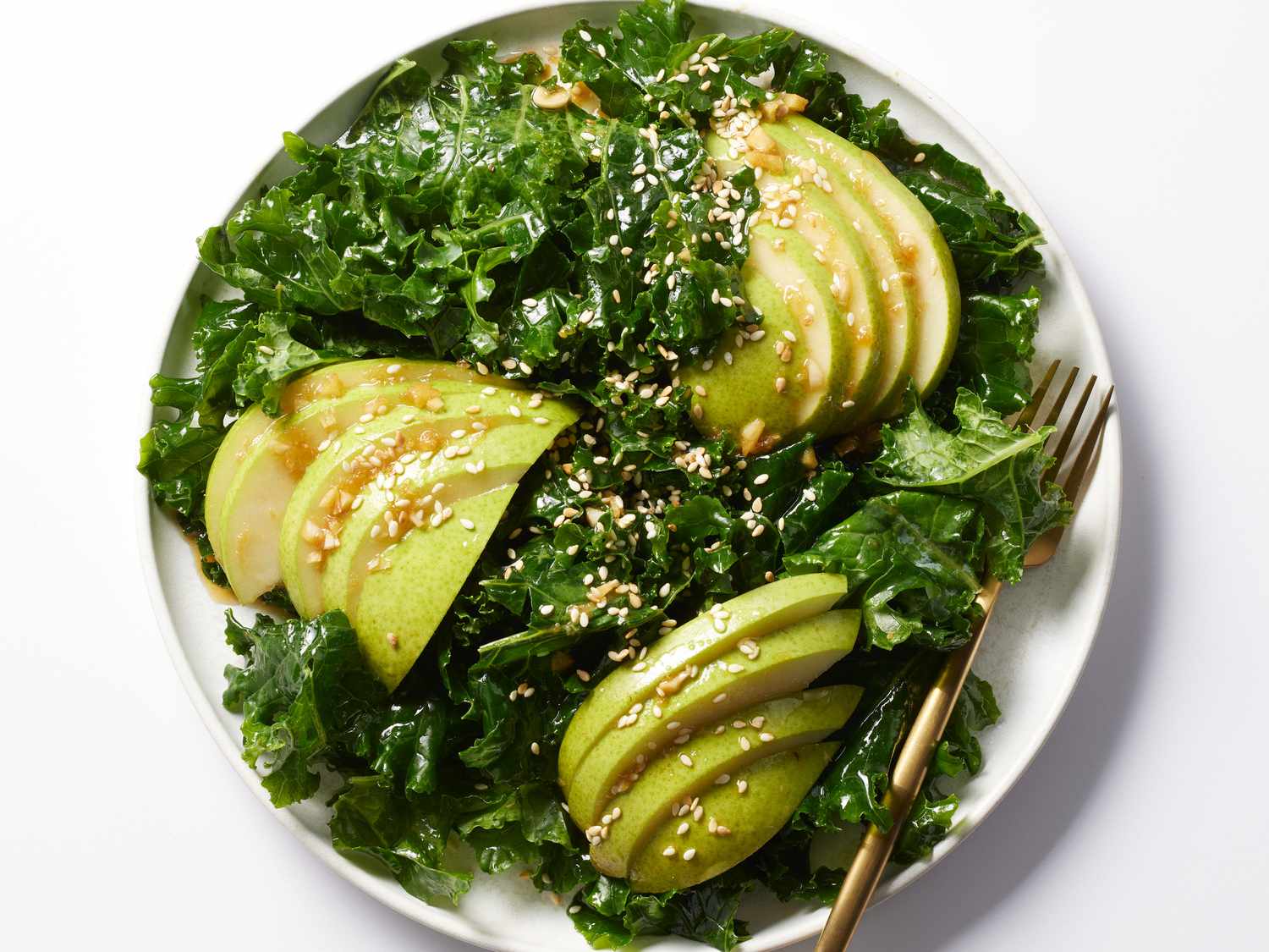 Kale and Pear Salad with Sesame-Ginger Dressing Recipe