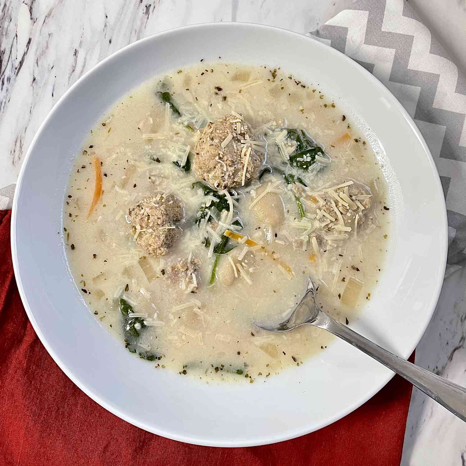 Gnocchi, Spinach, and Meatball Soup Recipe