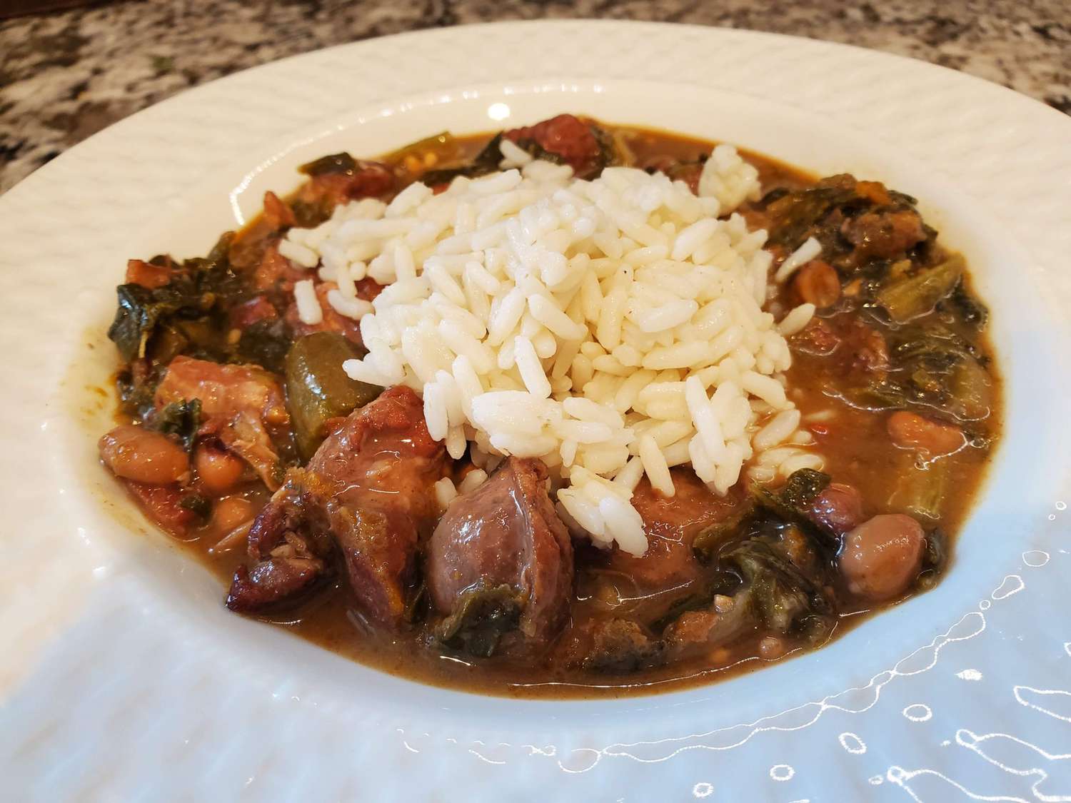 Black-Eyed Pea, Pork, and Mustard Green Gumbo Recipe