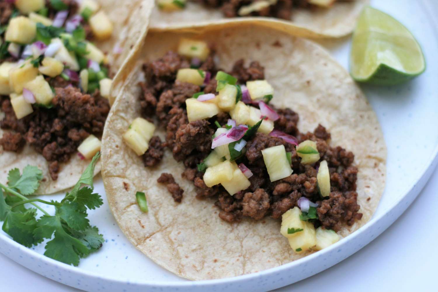 Ground Pork Tacos with Pineapple Salsa Recipe