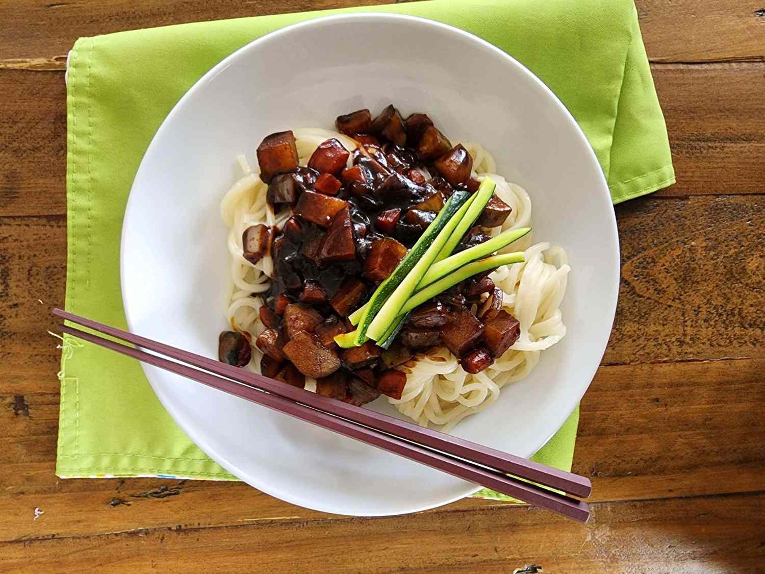 Jajangmyeon (Vegetarian Korean Black Bean Noodles) Recipe