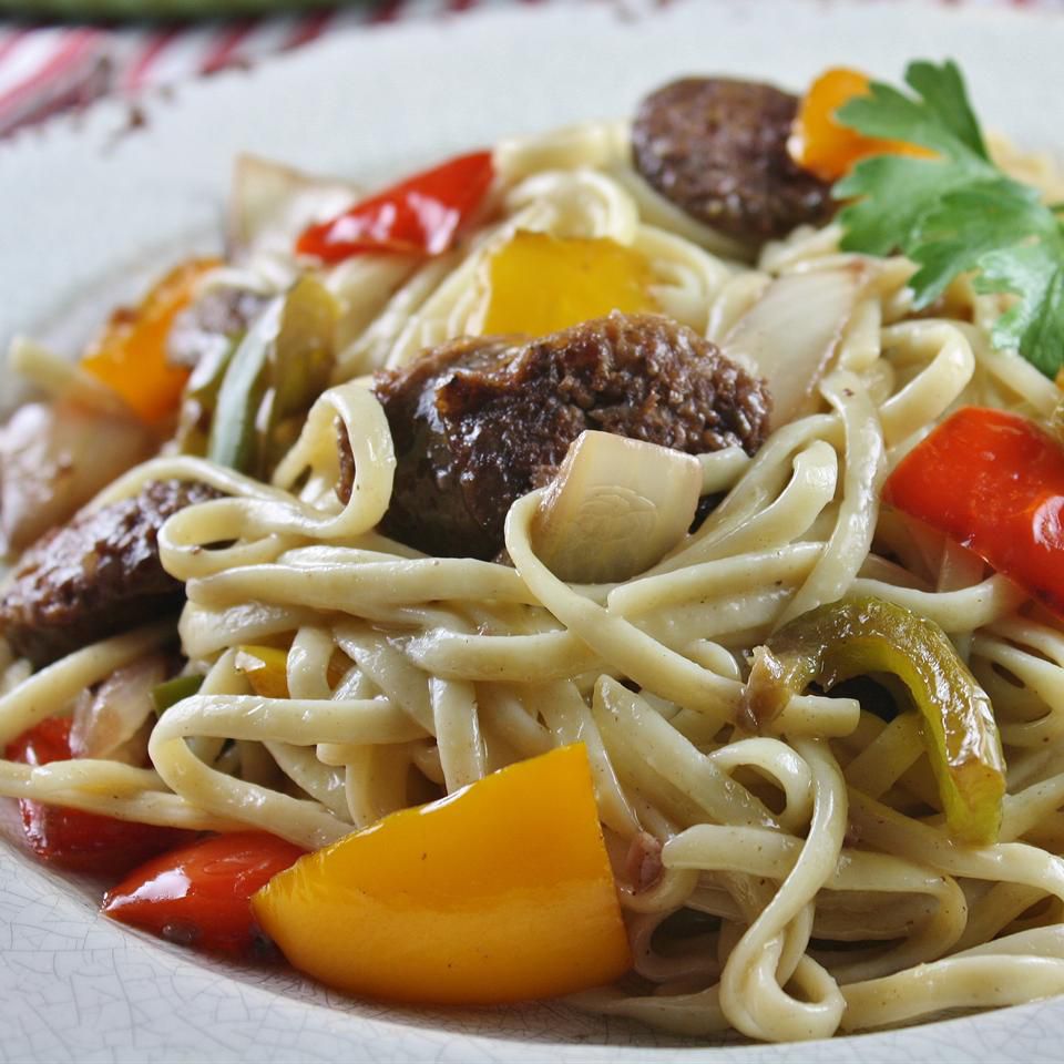 Linguine with Peppers and Sausage Recipe