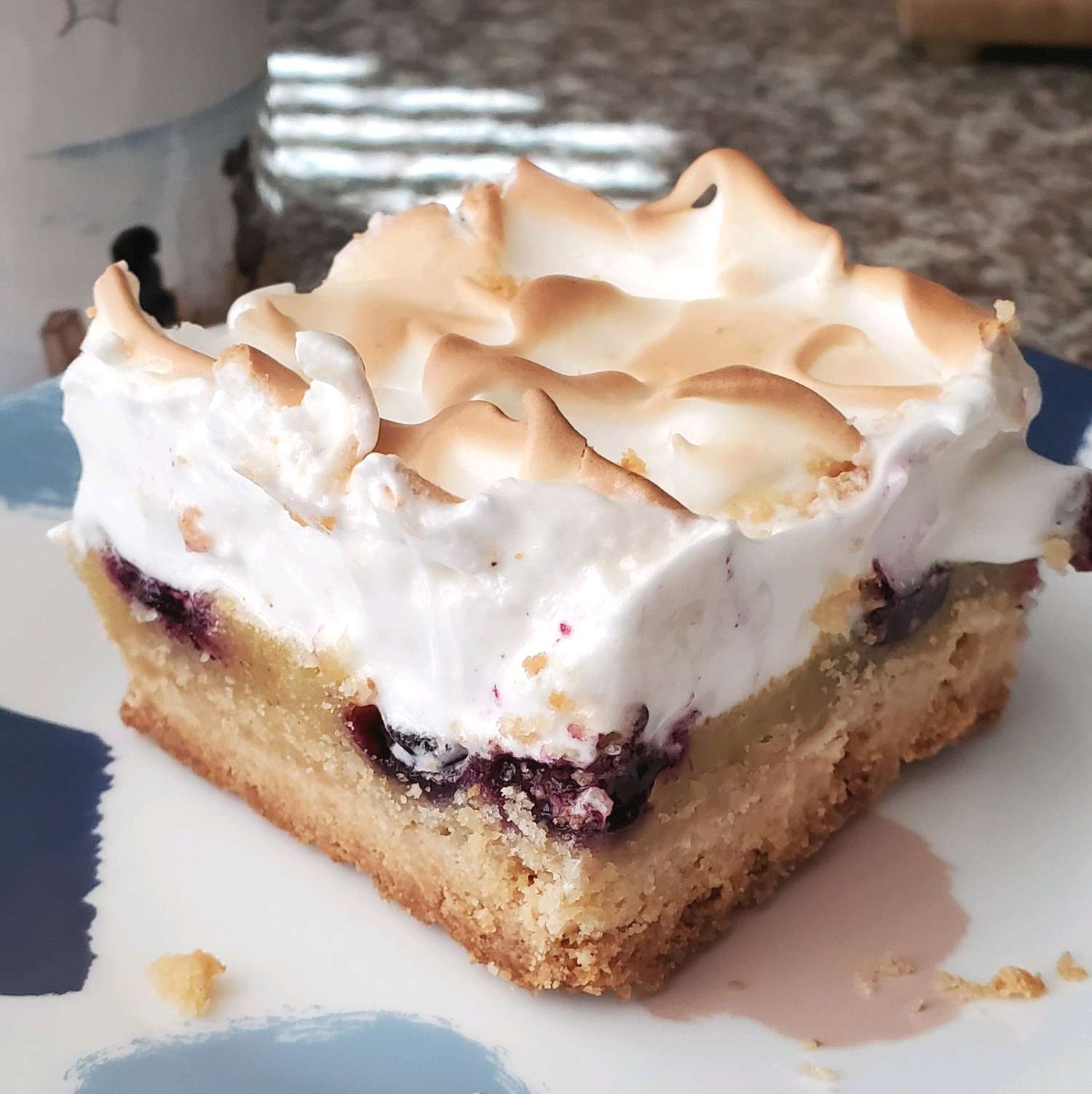 Blueberry Lemon Bars with Meringue Topping