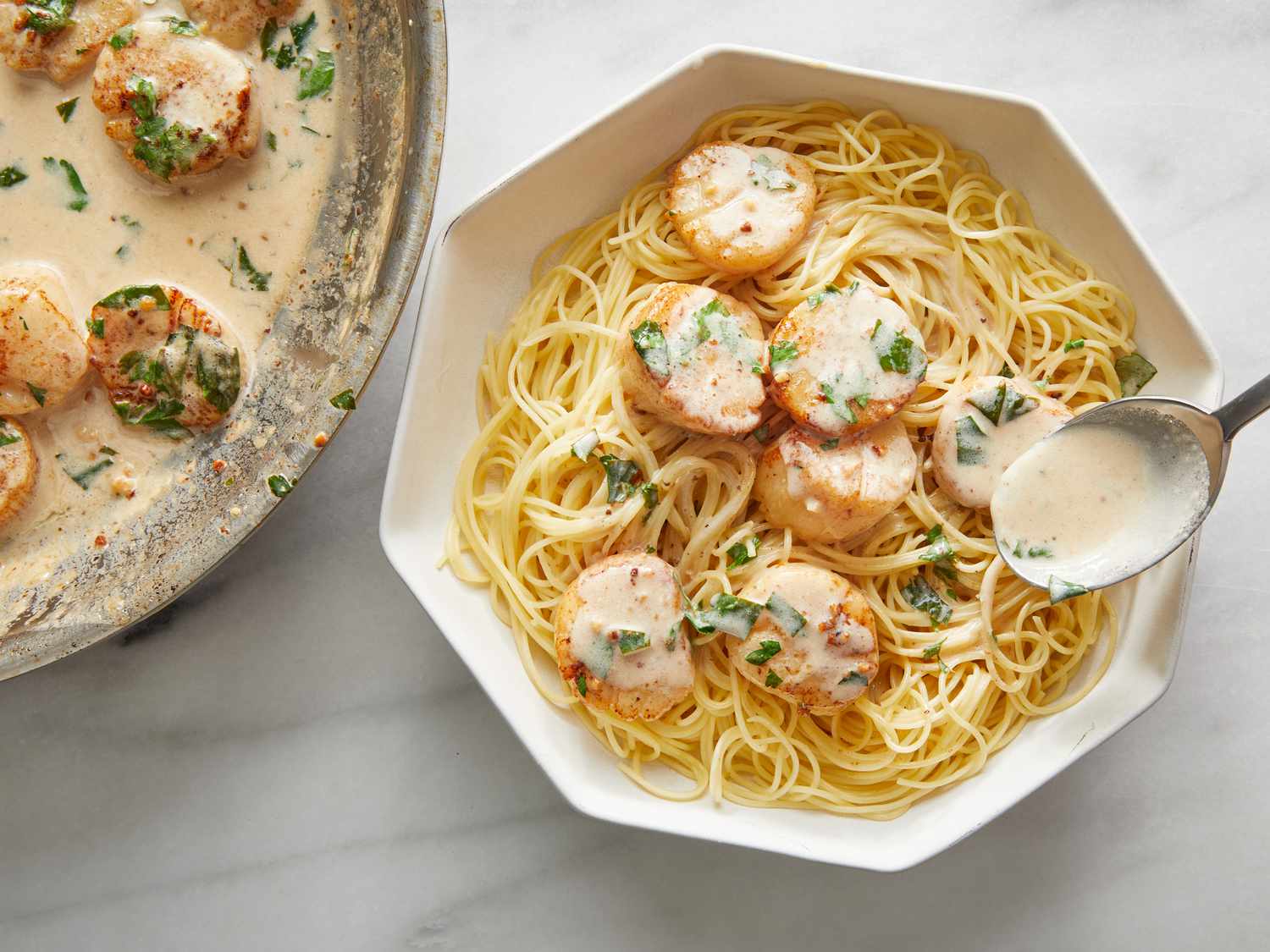 Savory Sea Scallops and Angel Hair Pasta Recipe