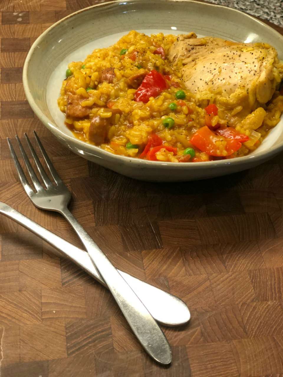 Pressure Cooker Paella with Chicken Thighs and Smoked Sausage Recipe