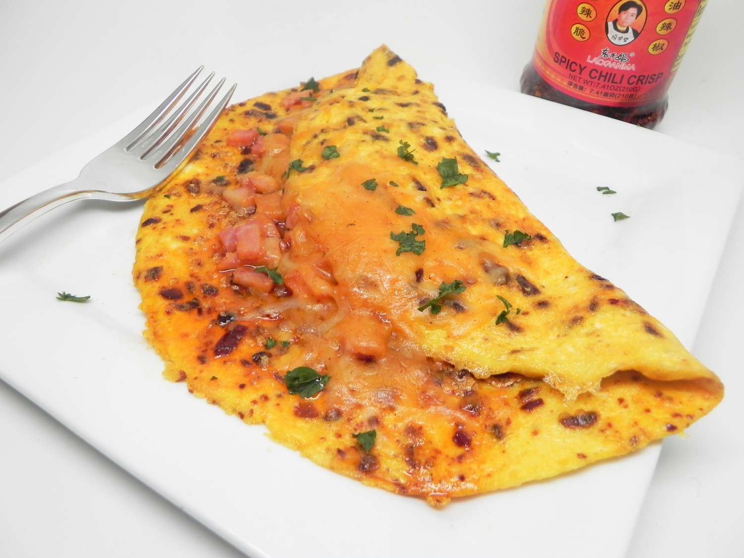 Chili Crisp Ham and Cheese Omelet Recipe