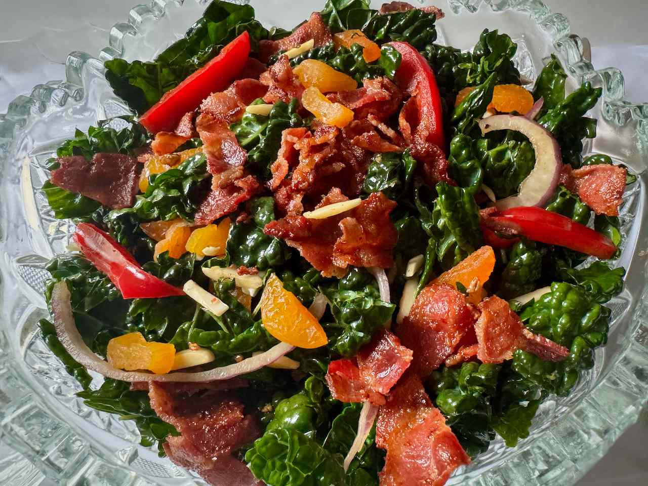 Lacinato Kale Salad with Warm Bacon Vinaigrette Recipe